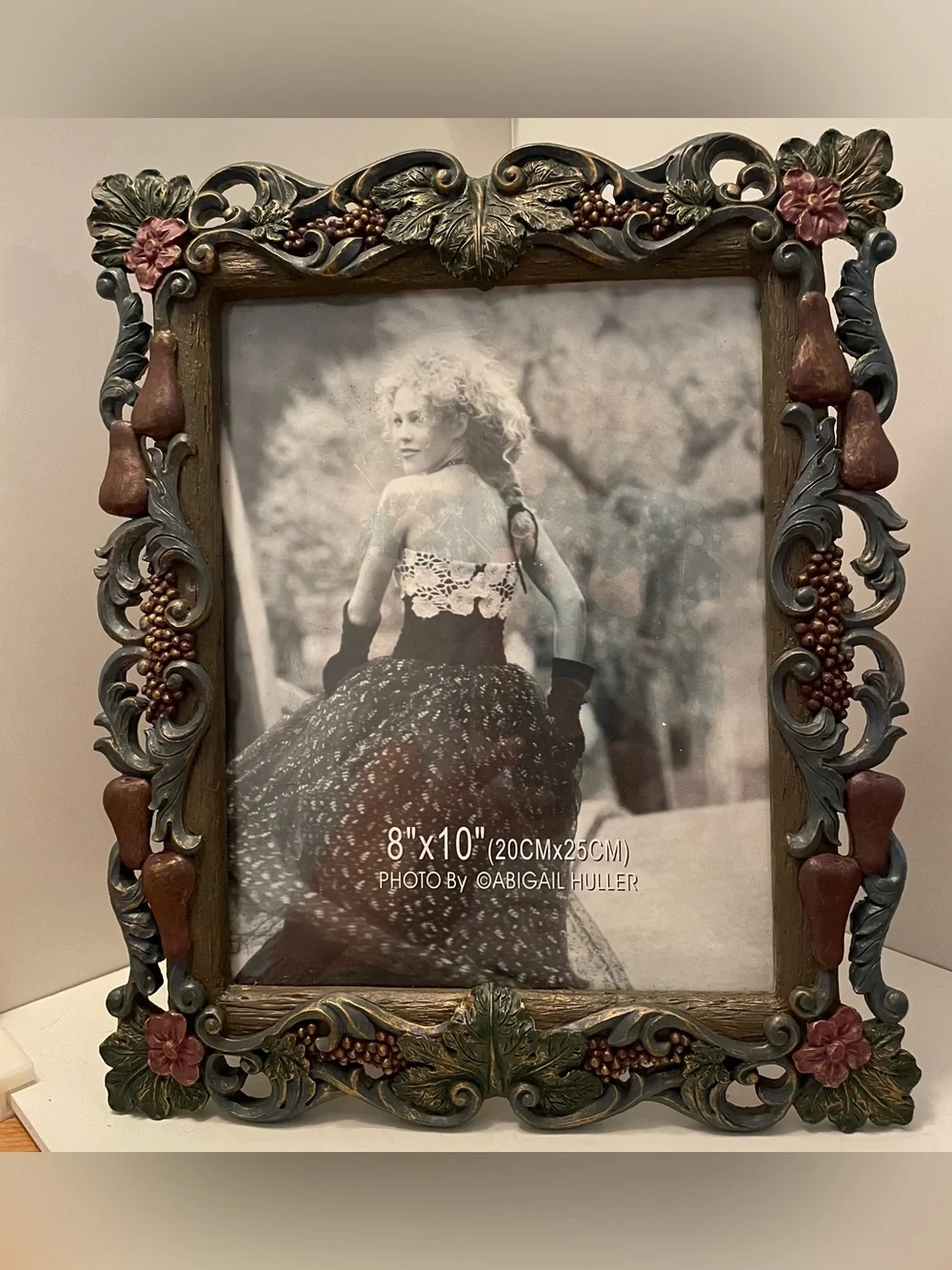 8x10 Photo Frame Fruit And Floral Cast Resin Art Nouveau